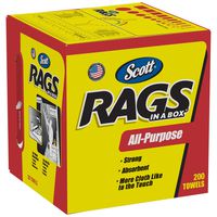 Scott Rags In A Box 75260, White, 200 Shop Towels/Box, Pack of 8