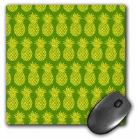 3D Rose"Cool Tropical Pineapple Pattern in Green and Yellow" Matte Finish Mouse Pad - 8 x 8" - mp_219267_1