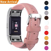 Fullmosa Compatible Fitbit Charge 2 Bands for Men Women, Genuine Leather Fitbit Band/Strap Compatible Charge 2, Pink