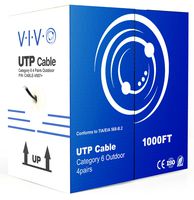 VIVO Black 1,000ft Bulk Cat6, CCA Ethernet Cable, 23 AWG, UTP Pull Box | Cat-6 Wire, Waterproof, Outdoor, Direct Burial (CABLE-V007)