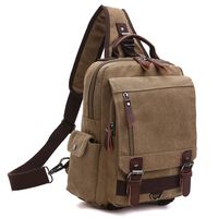 Canvas Travel Backpack, Vintage Canvas School Daypack Hiking Rucksack for Men fits 10" Tablet Crossbody Bag (Single Strap - Khaki)