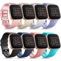 Tobfit Sport Bands Compatible with Versa/Versa Lite/SE, Soft TPU Wristbands Accessories for Women Men, Rose Gold/Champagne/Silver/Lavender/Black/Blue/Pink/Teal, Small
