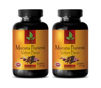 Stress Relief Vitamins Natural - MUCUNA PRURIENS Extract 350 MG - Velvet Beans - Velvet Bean Supplement - 2 Bottles 120 Capsules