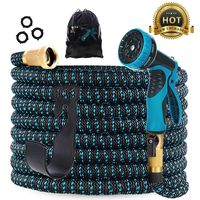 Gardguard 50ft Expandable Garden Hose: Water Hose with 9 Function Spray Nozzle and Durable 3-Layers Latex, Flexible Water Hose with Solid Brass Fittings, Best Choice for Watering and Washing