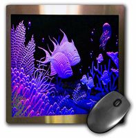 3dRose 8 x 8 x 0.25 Inches Mouse Pad, Neon Purple Fish in Aquarium (mp_128916_1)