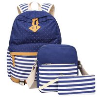 Aiduy Student Canvas School Bookbag Casual Rucksack Laptop Backpack with Shoulder Bag Pencil Case for School Girls and Boys (royal Blue 1)