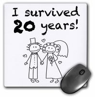 3dRose I survived 20 years. Black. - Mouse Pad, 8 by 8 inches (mp_200829_1)