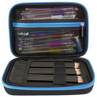 ColorIt Large Pencil Box Case Storage for Colored Pencils, Gel Pens, Markers, Brushes, Craft Supplies - [New Black Label] Semi-Hard EVA Carrying Pouch Case Only (Blue)