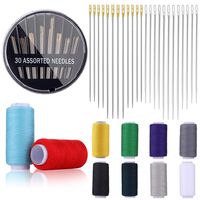 64 Sewing Needles Including 12 Posterior Opening Needles,12 Lateral Opening Needles,30 Assorted Needles and 10 Spools Threads in 10 Colors