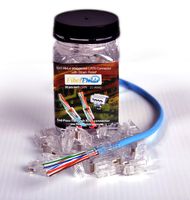 Internet Network HI Lo Staggered Connector (50pieces) with Boots (50pieces) RJ45 CAT6 23AWG end-Pass-Through one Piece Ethernet Modular Plug ...