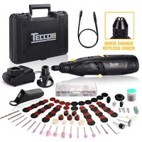 Cordless Rotary Tool, TECCPO 12V Rotary Tool Kit with 2.0Ah Lithium-ion Battery, 1-Hour Fast Charger, 6-Speeds Adjustable, Universal Keyless Chuck, 80 Accessories, Perfect Gift for DIY & Crafts