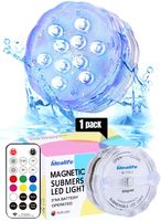 Idealife Magnetic Submersible LED Lights- Remote Controlled AA Battery Operated WRGB Colorful Waterproof Light Underwater Spa Hot Tub Pond Pool Lights Mood Night Light Timer Home Party Decor Lights