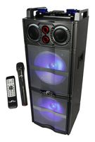 beFree Sound BFS-5501 Double Subwoofer Bluetooth Portable Party Speaker with Reactive Lights, USB/SD Input, FM Radio, Remote Control and Microphone