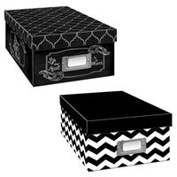 Pioneer Photo Albums Black & White Photo Storage Box, Chalkboad Shared Design