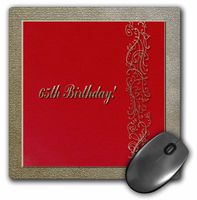 3dRose LLC 8 x 8 x 0.25 Inches Mouse Pad, 65th Birthday Red and Gold Design (mp_33002_1)
