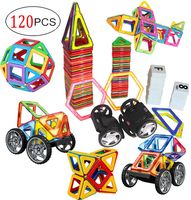 dreambuilderToy Magnetic Tiles, 120 PCS Creative Magnetic Building Blocks Set, Magnetic Tiles STEM Preschool Educational Construction Kit(120 PC Set)