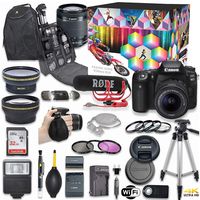 Canon EOS 90D DSLR Camera Deluxe Video Kit with Canon EF-S 18-55mm f/3.5-5.6 is STM Lens + Rode VIDEOMIC GO Microphone + SanDisk 32GB SD Memory Card + Accessory Bundle