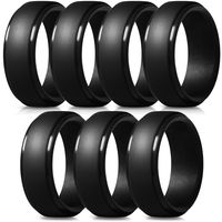 ThunderFit Silicone Rings for Men - 7 Pack Rubber Wedding Bands (7 Black Rings,10.5-11 (20.6mm))