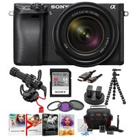 Sony a6300 Mirrorless Camera with 18-135mm Lens with LCD, 3", Black Rode VideoMicro Bundle