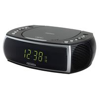 Jensen Modern Home CD Tabletop Stereo Clock Digital AM/FM Radio CD Player Dual Alarm Clock Stereo CD Top-Loading Disc Player | USB Charging Port DV 5V 800mA | Headphone Jack | 0.9 Display Green LED |