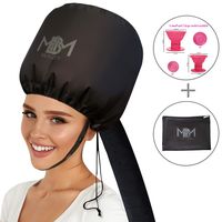 Bonnet Hair Dryer Attachment-W/ 10 Silicone Hair Curlers-Extra Large Adjustable Soft Hooded Hair Dryer Bonnet With Extra Long Hose For Drying,Styling,Curling&Deep Conditioning Fits All Head&Hair Sizes