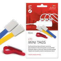 Cable Management Cable Ties with Labels, 10 PCS, Mixed Color - Reusable Hook and Loop Cable Labels, Cord Organizer for Travel, Wire Management, Wire Labels, Cord Labels, Cable Tags - LTC 2530 MINI TAGS