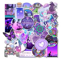 Sweetures Cute Purple Teen Girl Decal Stickers for Laptop and Water Bottles,Waterproof Durable Trendy Vinyl Laptop Decal Stickers Pack for Teens, Water Bottles, Computer, Travel Case (50pcs)