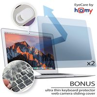 Homy Anti Blue Light Screen Protector Kit [2-Pack] for MacBook Air 13 inch 2017 or Earlier + Keyboard Cover Ultra-Thin TPU + Web Camera Sliding Cover. Eye Protection for A1369 A1466 Models ONLY