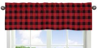Sweet Jojo Designs Woodland Buffalo Plaid Window Treatment Valance - Red and Black Rustic Country Lumberjack