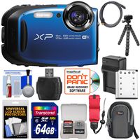 Fujifilm FinePix XP80 Shock & Waterproof Wi-Fi Digital Camera (Blue) with 64GB Card + Battery & Charger + Case + Flex Tripod + Strap + Kit