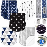 Baby Burp Cloths Pack of 5 by Dodo Babies + 2 Pacifier Clips + Pacifier Case Premium Quality Unisex Boy or Girls Soft and Absorbent, Excellent Baby Shower/Registry Gift