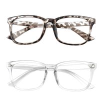 Blue Light Blocking Glasses Square Frame Glasses Anti Eyestrain Headache UV400 (Transparent&Leopard)