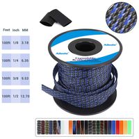Expandable Braided Cable Sleeving 100ft PET Flexo 3/8Inch Mesh Wire Loom Protect Your HDMI Cables from Pets Chewing, BlackBlue
