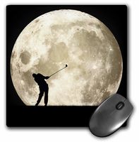 3dRose Golfing at Night - Golfer Silhouette Swings Club Full Moon - Mouse Pad, 8 by 8" (mp_174724_1)
