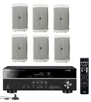 Yamaha 5.1-Channel Wireless Bluetooth 4K A/V Home Theater Receiver + Yamaha Natural Sound 2-Way 120 watts 2-Way Indoor/Outdoor Weatherproof Speakers (Set of 6)