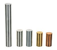 Equal Mass (30g) Cylinders, Set of 5 Metals, Varied Lengths and 0.5" Diameter Aluminum, Copper, Tin, Zinc, Brass - for use with Density, Specific Gravity, Specific Heat Activities - Eisco Labs