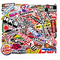 100 PCS Japanese Domestic Market JDM Waterproof Stickers Letter Trend Automobile Logo Car Laptop Helmet Luggage Vintage Skateboard Wall Decor Gift for Kids (JDM)