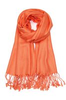 Achillea Large Soft Silky Pashmina Shawl Wrap Scarf in Solid Colors (Orange)
