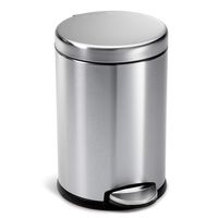 simplehuman 4.5 Liter / 1.2 Gallon Round Bathroom Step trash can, Brushed Stainless Steel