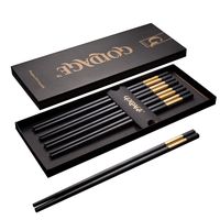 Goldage 5-Pairs Fiberglass Dishwasher-safe Chopsticks - Blossom of Richness (Flourishing Gold)