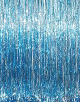GOER 3.2 ft x 9.8 ft Metallic Tinsel Foil Fringe Curtains for Party Photo Backdrop Wedding Decor (Light Blue,1 Pack)