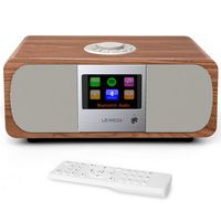 LEMEGA M3+ Smart Music System with Wireless Internet Radio, FM Radio, Bluetooth, Spotify, WIFI, 2.1 Channel Stereo Speaker, USB MP3, Headphone-out, AUX-in, Alarms, Clocks,App & Remote Control (Walnut)
