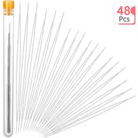 6 Size Beading Needles Big Eye Beading Needles Beading Embroidery Stainless Needles with White Needle Bottle for Jewelry Making (48)