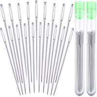 Large-Eye Hand Sewing Needles 2.3 inches (60mm) 10 pcs and Big Eye Stitching Needles 2 inches (52mm) 10pcs in Storage Tube