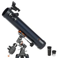 Celestron - AstroMaster 76EQ Newtonian Telescope - Reflector Telescope for Beginners - Fully-Coated Glass Optics - Adjustable-Height Tripod - BONUS Astronomy Software Package
