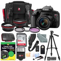 Canon EOS Rebel T7i DSLR Camera with EF-S 18-55mm f/3.5-5.6 is STM Lens and Dummies Guide + Xpix Premium Travel Case, 64GB, Filters, Tripod, Flash, Remote, Deluxe Bundle