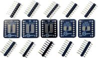 Stargazer SMD to DIP Breakout for SOIC-16, TSSOP-16, MSOP-16, and VSOP-16 with Gold Plated Headers [5 Pack]
