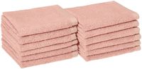 AmazonBasics Quick-Dry Bathroom Washcloth, 100% Cotton, Set of 12, Petal Pink