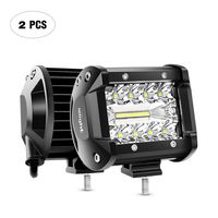 Nilight 18021F-B 2PC 4Inch Triple Row Lights 60W Flood Spot Combo 6000LM Bar Driving Boat Led Off Road Trucks,2 Years Warranty