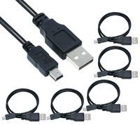 SaiTech IT 5 Pack USB 2.0 A to Mini 5 pin B Cable for External HDDS/Camera/Card Readers - 50cm(1.5 feet)